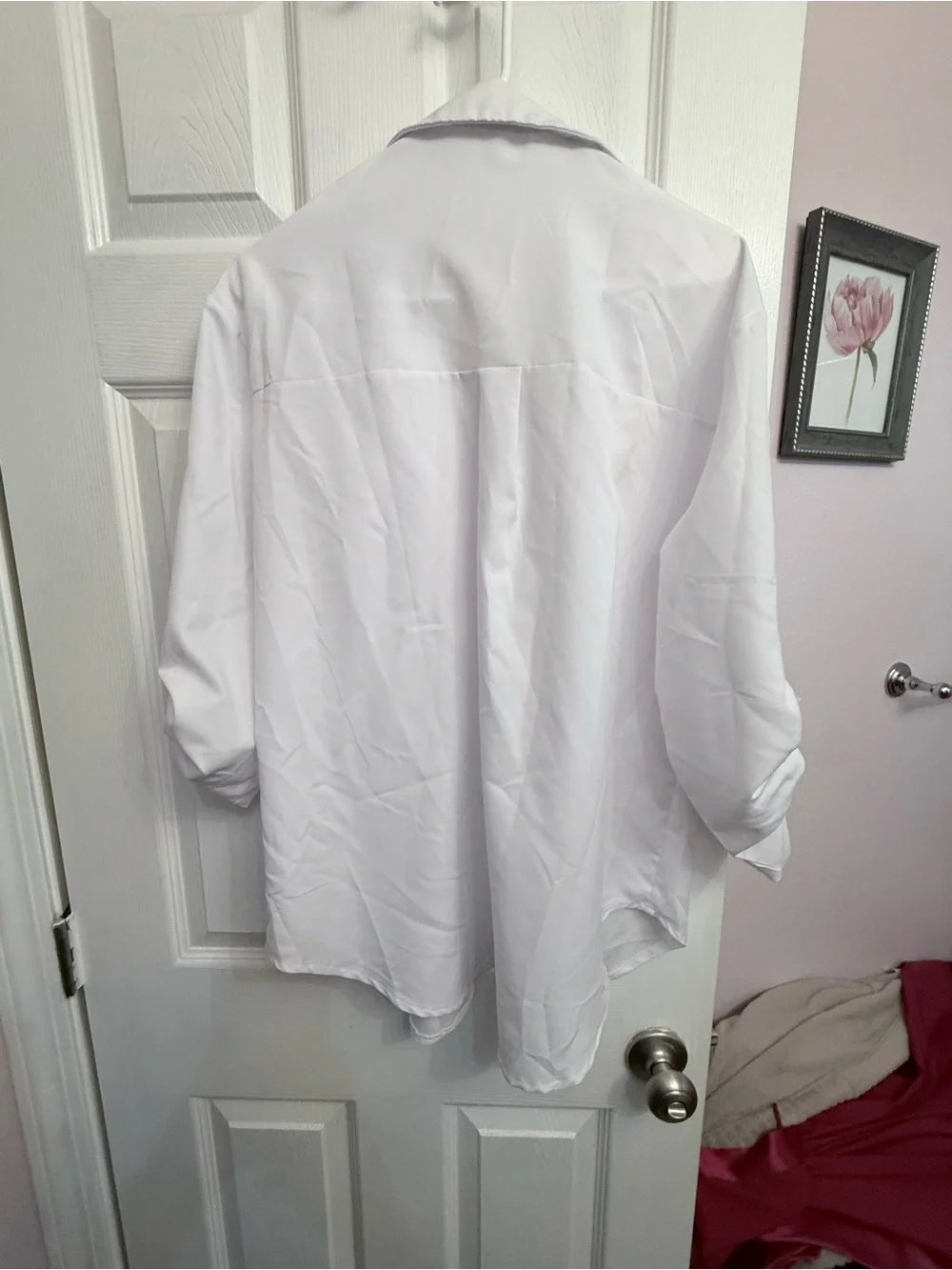 SHEIN White Relaxed Button-Down Shirt - Picture 2 of 2